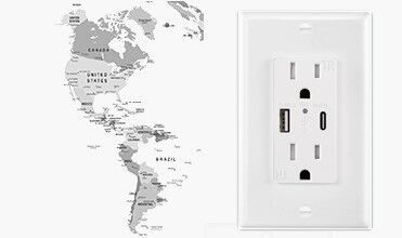 15A USB Wall Outlet with 5.0A Fast Charging, Tamper Resistant Design and IntelliChip Technology